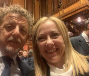 Giorgia Meloni con Paolo Marcheschi in Senato
